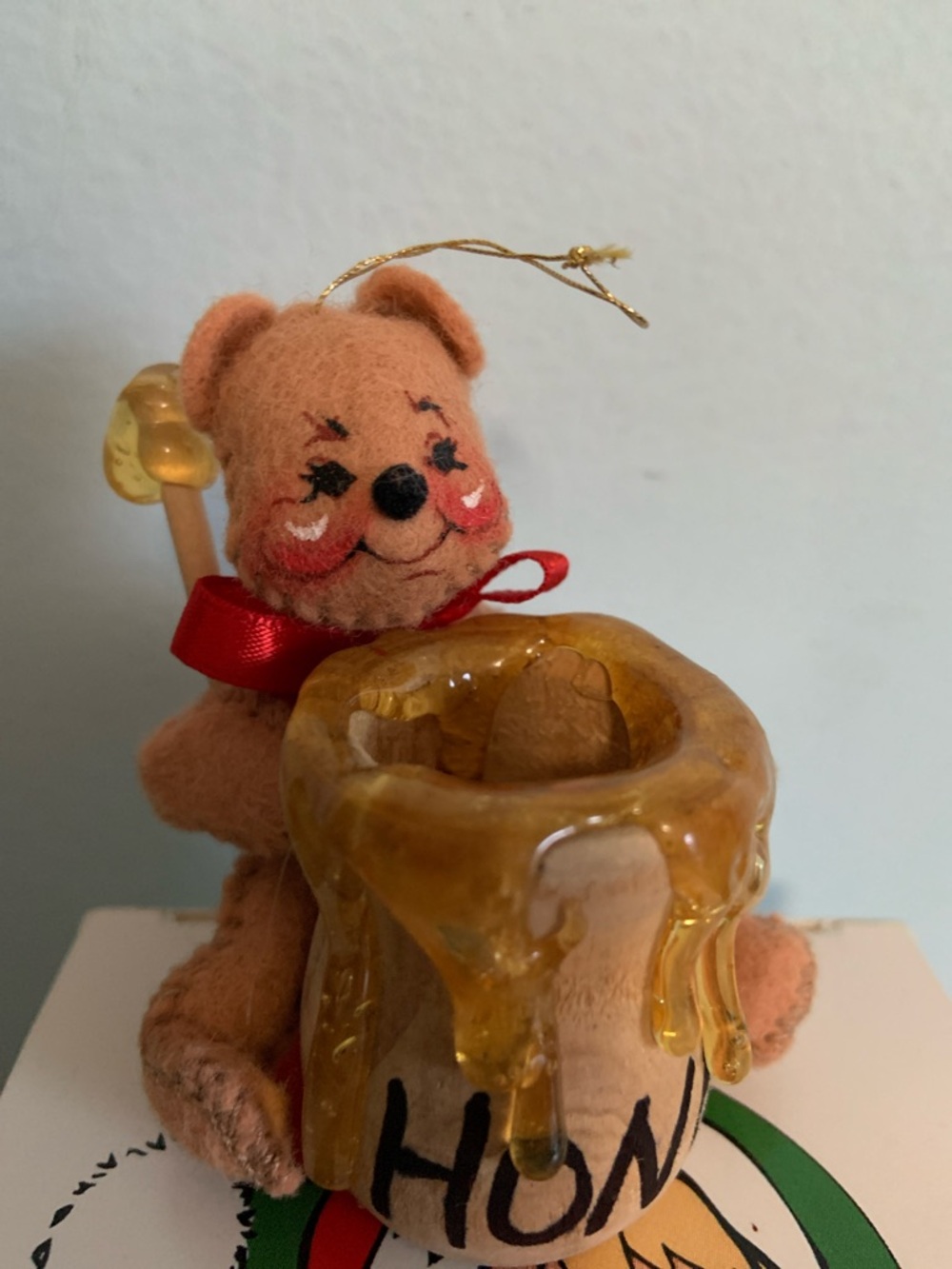 Annalee Bear with Honey Pot Ornament/Figure 3 in 1995